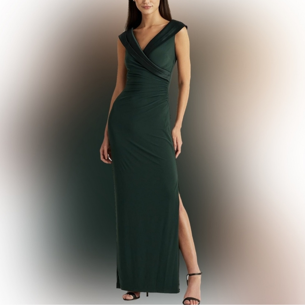 Ralph Lauren Women's Satin Portrait Collar Gown BRAND NEW W/TAGS IN PLASTIC SEAL